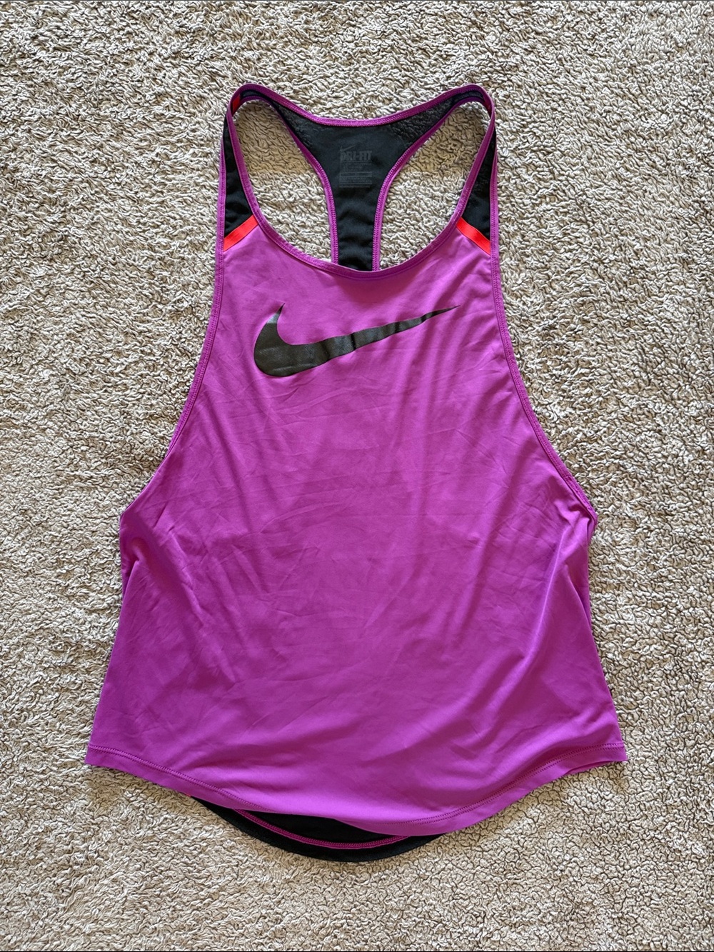 Nike Magenta Racerback Tank Top with Black Swoosh